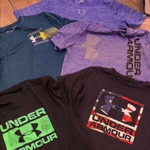 5 Under Armour Kids Short Sleeve Tees - Purple, Black, Teal, Green